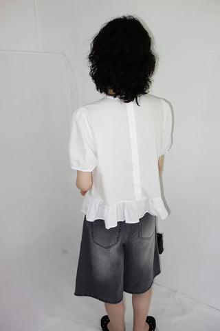 Posen Denim Wide Bermuda Pants