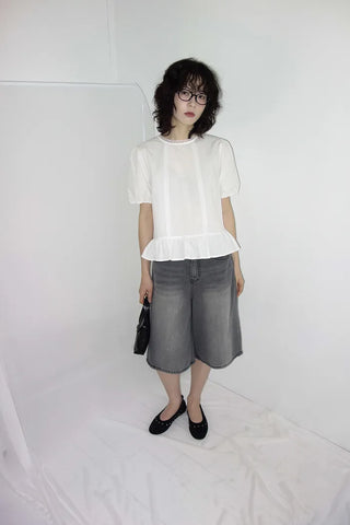 Posen Denim Wide Bermuda Pants