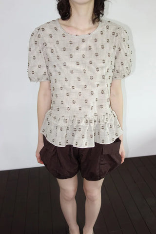 [2 colors] Rashido Dot Check Blouse