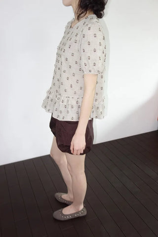 [2 colors] Rashido Dot Check Blouse