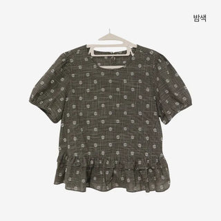 [2 colors] Rashido Dot Check Blouse