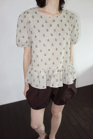 [2 colors] Rashido Dot Check Blouse