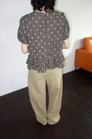 [2 colors] Rashido Dot Check Blouse