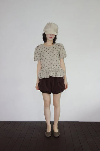 [2 colors] Rashido Dot Check Blouse