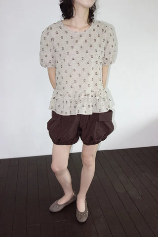 [2 colors] Rashido Dot Check Blouse