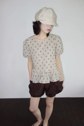 [2 colors] Rashido Dot Check Blouse