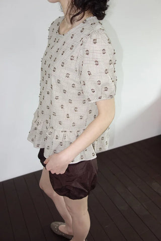 [2 colors] Rashido Dot Check Blouse