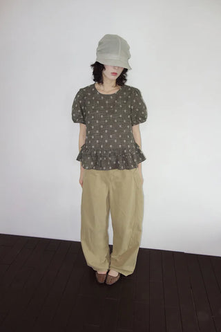 [2 colors] Rashido Dot Check Blouse