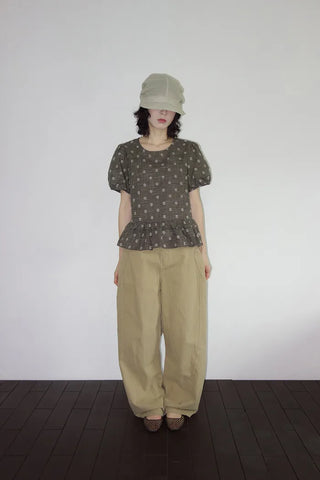 [2 colors] Rashido Dot Check Blouse