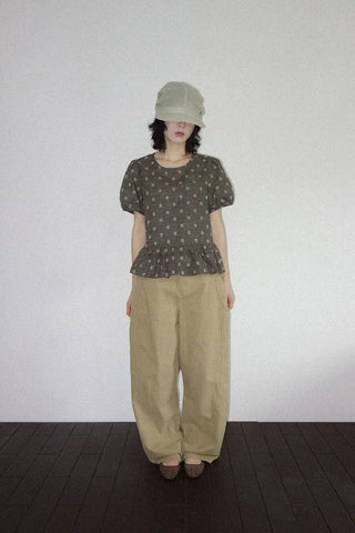 [2 colors] Rashido Dot Check Blouse