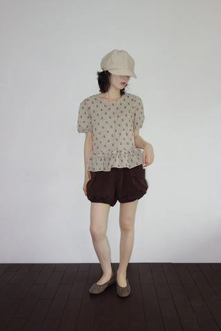 [2 colors] Rashido Dot Check Blouse