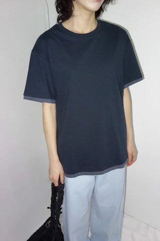 [4 colors] Layered Color Short-Sleeve T-Shirt
