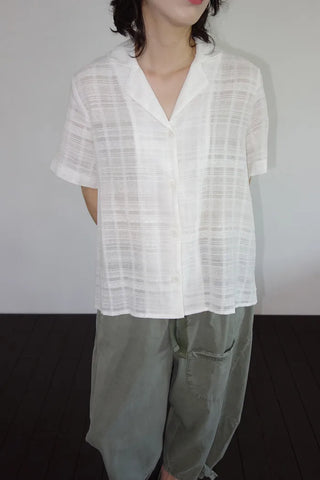 [2 colors] Clérie Jacquard Short-Sleeve Shirt