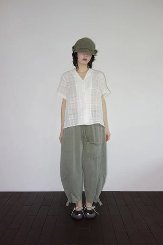 [2 colors] Clérie Jacquard Short-Sleeve Shirt