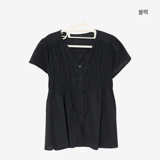 [3 colors] Hamellow Fit Shirred Blouse