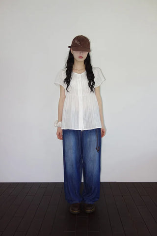 [3 colors] Hamellow Fit Shirred Blouse