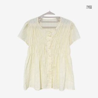 [3 colors] Hamellow Fit Shirred Blouse