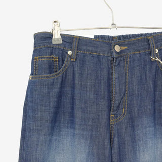 [2 colors] Multi-band curved denim pants