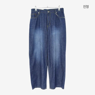 [2 colors] Multi-band curved denim pants