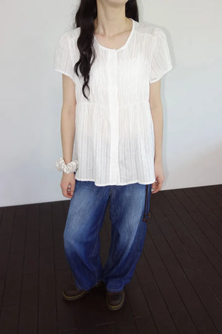 [2 colors] Multi-band curved denim pants
