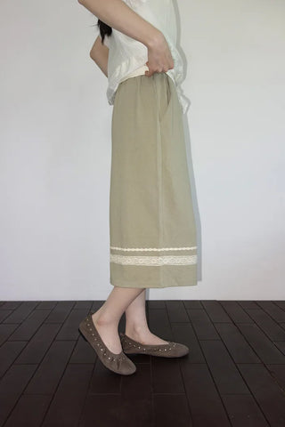 [2 colors] Seiki Lace Banding Bermuda Pants