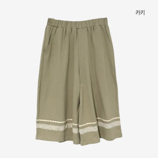 [2 colors] Seiki Lace Banding Bermuda Pants
