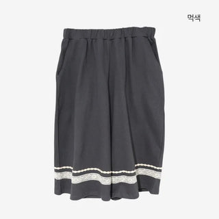 [2 colors] Seiki Lace Banding Bermuda Pants