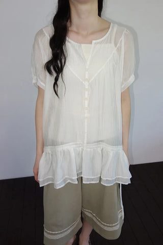 [2 colors] Seiki Lace Banding Bermuda Pants