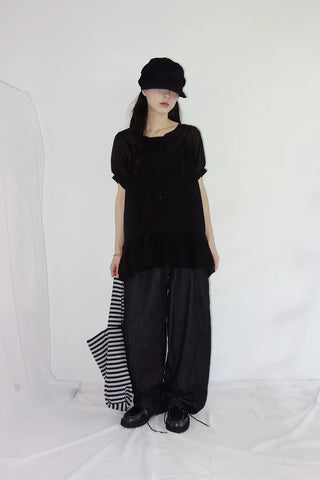 [3 colors] Elise Sheer Shirred Blouse