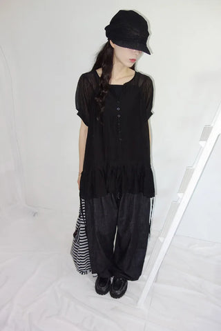 [3 colors] Elise Sheer Shirred Blouse