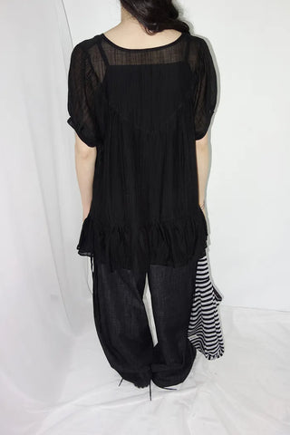 [3 colors] Elise Sheer Shirred Blouse