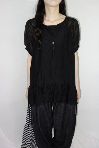 [3 colors] Elise Sheer Shirred Blouse