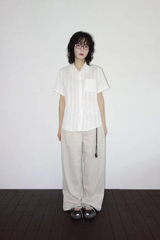 [2 colors] Beach Punching Loose Fit Short Sleeve Shirt