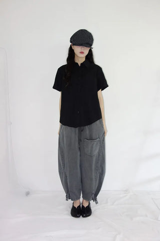 [2 colors] Beach Punching Loose Fit Short Sleeve Shirt