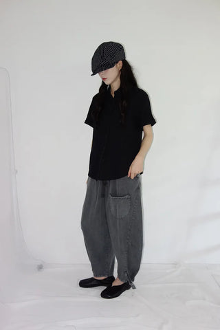 [2 colors] Beach Punching Loose Fit Short Sleeve Shirt