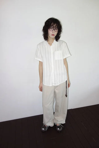 [2 colors] Beach Punching Loose Fit Short Sleeve Shirt
