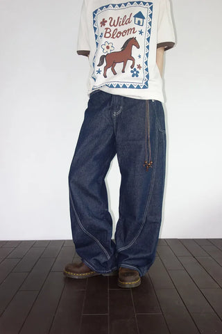 [3 colors] Baho Print Ringer Short-Sleeve T-Shirt
