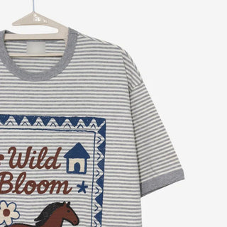 [3 colors] Baho Print Ringer Short-Sleeve T-Shirt