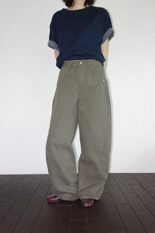 [2 colors] Emma Check Roll-Up Short Sleeve T-Shirt
