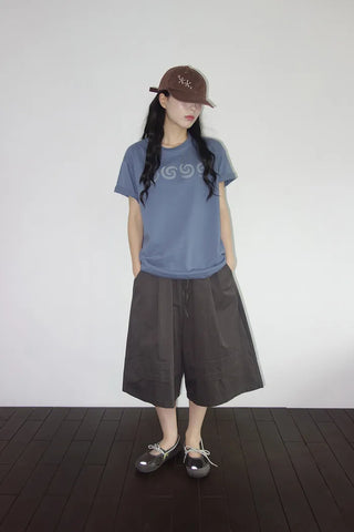 [2 colors] 7-part banded Bermuda shorts