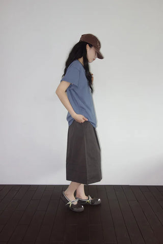 [2 colors] 7-part banded Bermuda shorts