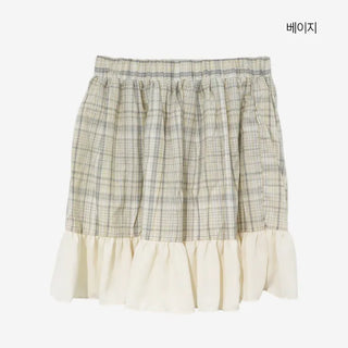 [3 colors] Haron check frill mini skirt