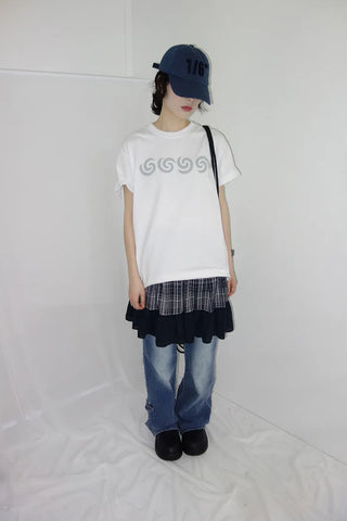 [3 colors] Haron check frill mini skirt