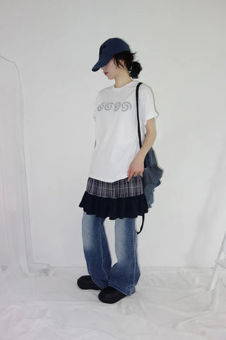 [3 colors] Haron check frill mini skirt