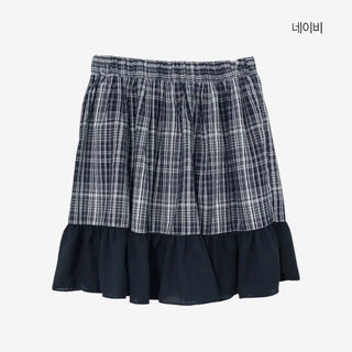[3 colors] Haron check frill mini skirt
