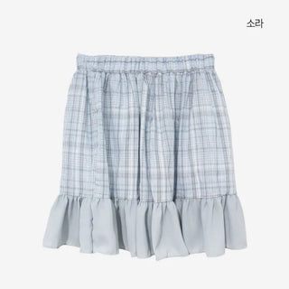 [3 colors] Haron check frill mini skirt