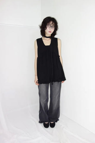 [4 colors] Denim Banding Bootcut Pants