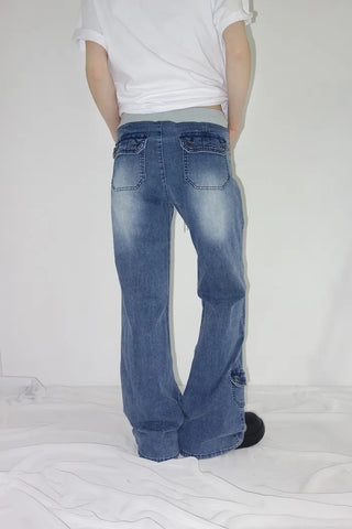 [4 colors] Denim Banding Bootcut Pants