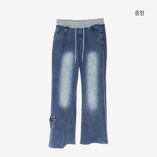 [4 colors] Denim Banding Bootcut Pants