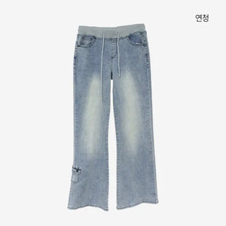 [4 colors] Denim Banding Bootcut Pants